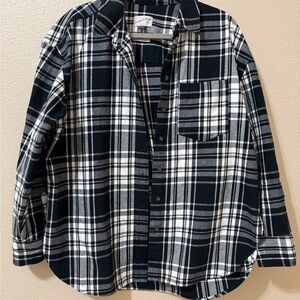 Universal Thread Buffalo Plaid Black & White Flannel Shirt Size M